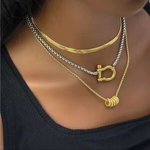 New Gold or Silver Chain Round Zircon Charm Necklace Waterproof Jewelry
